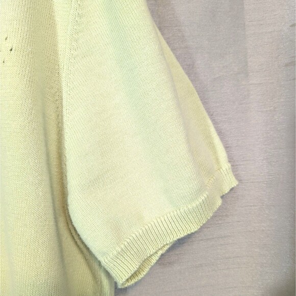 Drapers & Damons Women Size LARGE Sweater Short Sleeves Lt Green & Black Floral - Picture 12 of 16